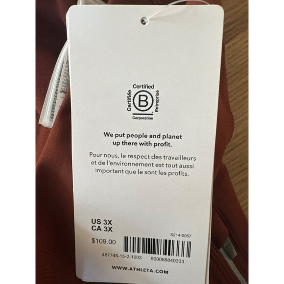 Athleta 3X Rainier Tight Leggings Brown Zip Pockets 7/8 Plus Womens NWT New - Picture 3 of 5